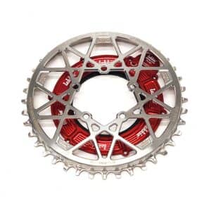 Lekkie | 40T Edelstahl Kettenblatt und Motor Hülle Set für Bafang BBS01 BBS02 NEU - Silber-Rot